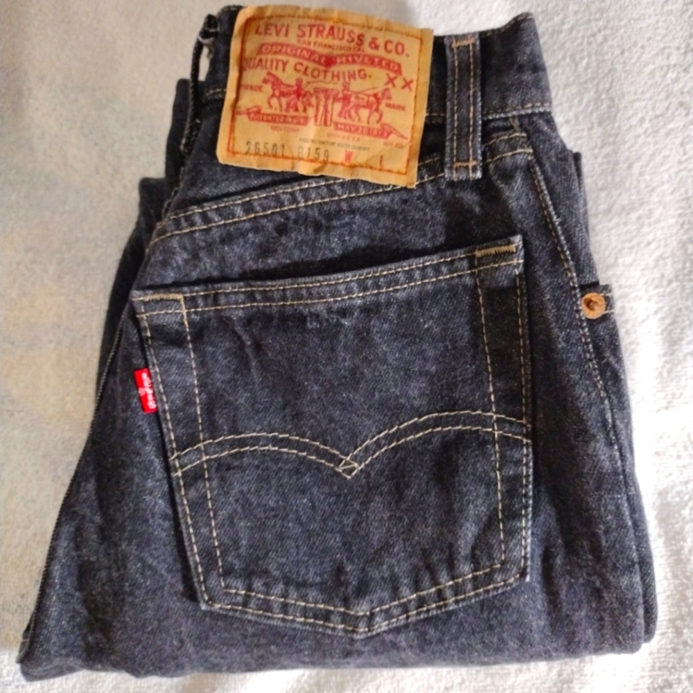 Vintage Levi's Women's 501, Size 7, Black/Blue Denim 5 Button